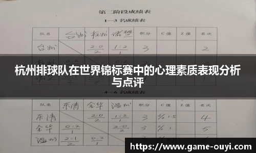 杭州排球队在世界锦标赛中的心理素质表现分析与点评